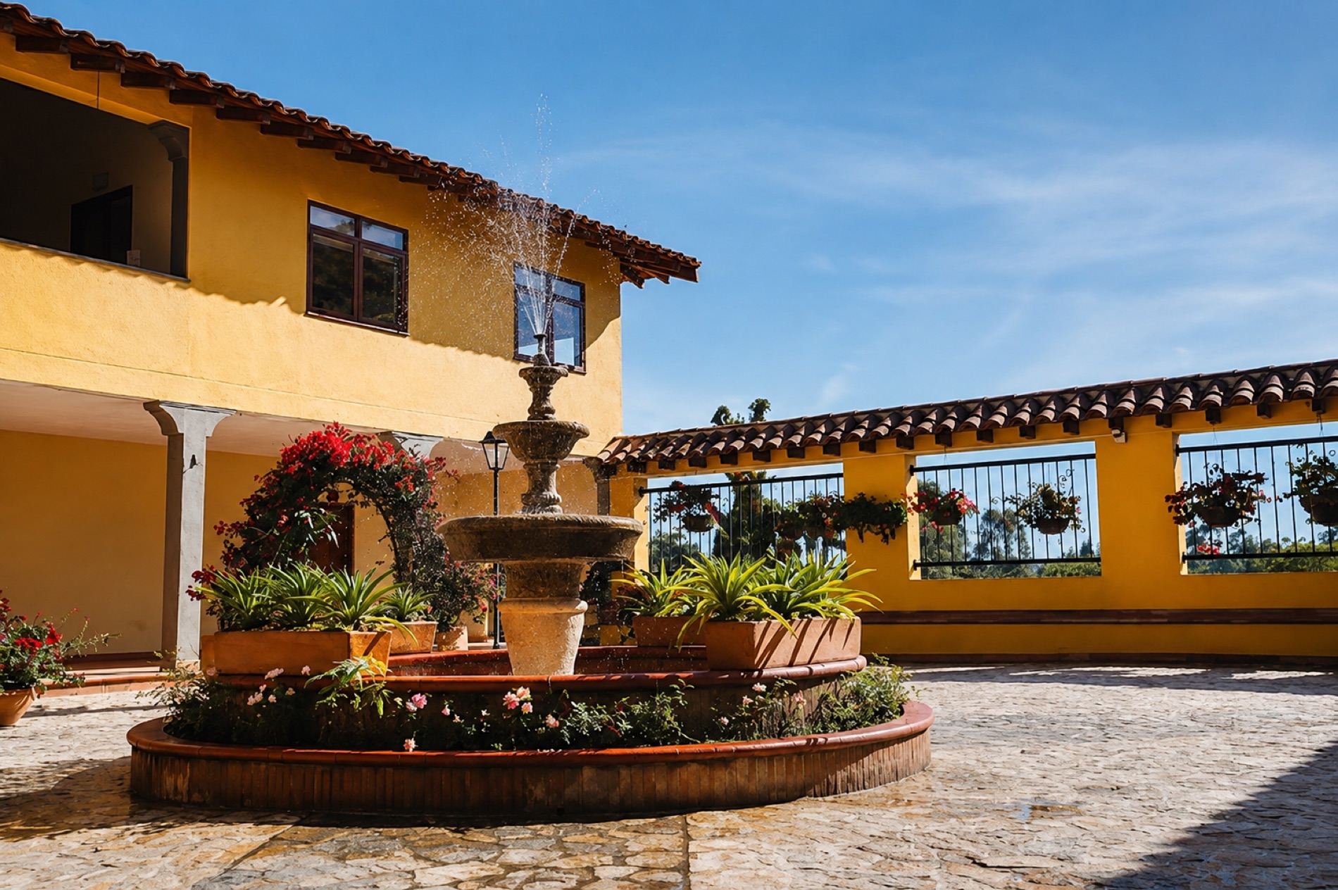 Patio con la fuente del Centro de Eventos VID